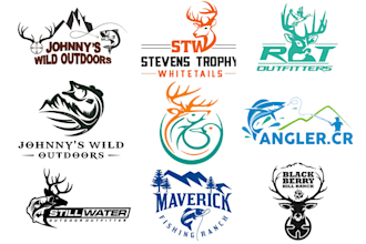 create modern hunting and fishing logo