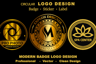 design a professional circular logo, badge or sticker