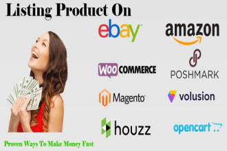 do product listing on ebay, amazon, woocommerce, magneto, opencart, poshmark