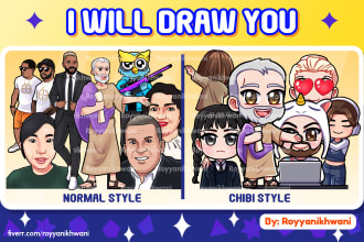 draw you as a cartoon or cute chibi character for profile picture