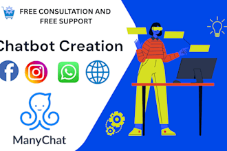 create chatbot for facebook messenger, whatsapp, instagram, using manychat