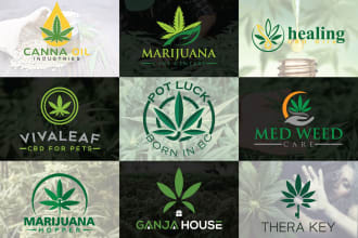 design creative cannabis hemp weed marijuana cbd oil logo