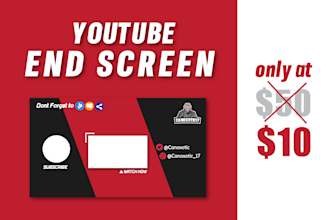 do 3 youtube end screen design in 24 hour