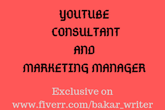 be your youtube  consultant and marketing manager