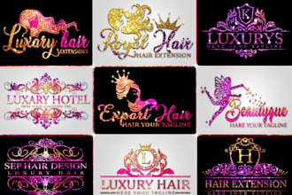 do hair extensions, feminine, and signature logo design