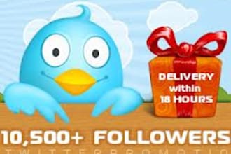 add 10500 topquality twitter Followers on your profile without password with in few hours