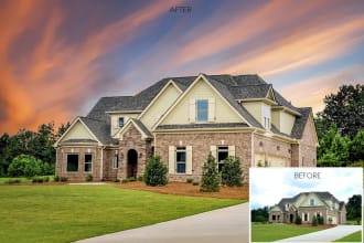 replace sky, twilight, day to dusk airbnb real estate photos