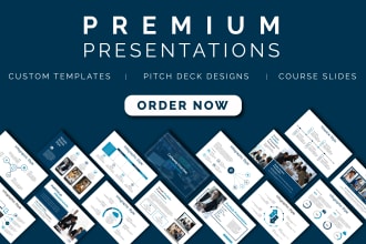 design investor pitch decks, presentation or course slides