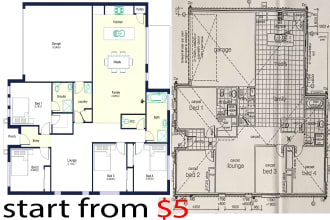 redraw floor plan for real estate agents and architects