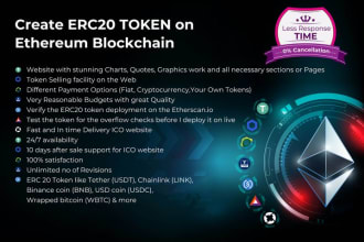 create your erc20 token with full setup for launch and sale