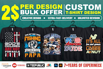 create custom t shirt design or bulk tshirt design