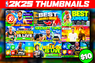 design eye catching nba 2k25 and 2k thumbnails