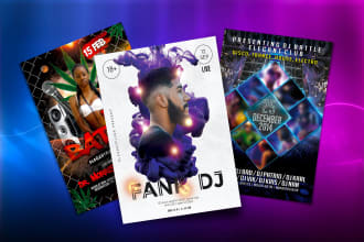 design dj, rap battle and coming up events flyers