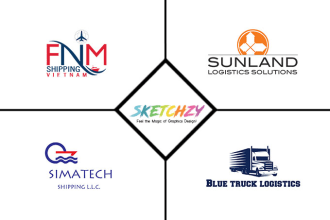 create a modern transport truck or logistic logo design