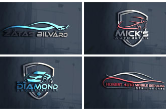 create luxury 2d,3d auto detailing and car wash logo