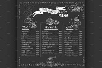 do your elegant, unique and creative food menu