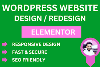 do professionally wordpress site design using elementor pro