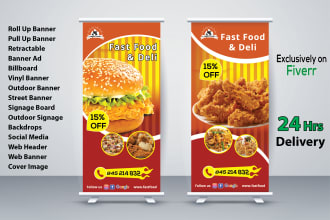 create unique banner ad, billboard, roll up banner design