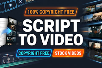 turn text article or script into video using stock footages