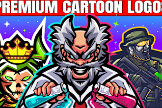design cartoon mascot logo design for youtube, twitch,game