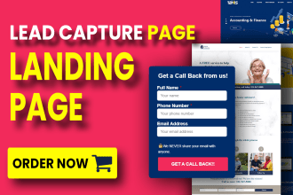 design wordpress landing page, lead capture page one page website with elementor