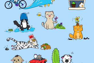 do cute cartoon character, emoji, and sticker