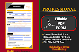 create fillable PDF form or design fillable PDF form