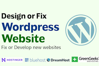 build your wordpress website on hostinger, bluehost, dreamhost, or greengeeks