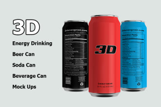 do 3d energy drinking can, beer can, soda can mock up