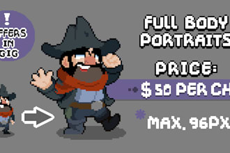 create full body portraits pixel art