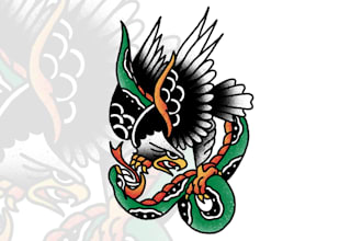 design vintage traditional tattoo logo style