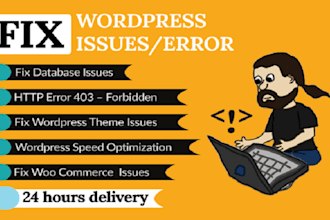 fix wordpress website issues and errors in 24 hours