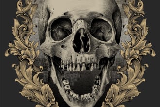 create a dark and realistic hand drawing for clothing brand