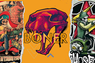 draw skull vector illustration merch design
