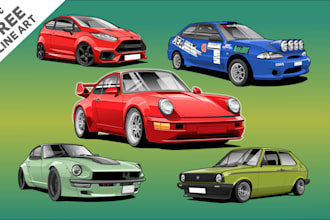 create a custom car illustration in vector or cartoon style