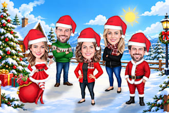 draw a winter holiday christmas caricature from your photos