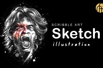 make a scribble sketch illustration for you