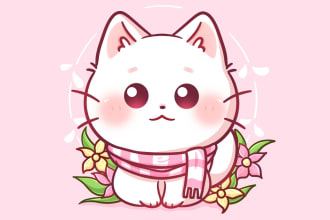 draw cute chibi animal, sticker, mascot