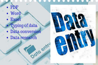 do data entry in PDF word excel and convert your data