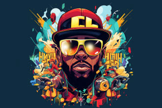 drawing cartoon album cover or mixtape cover, artwork