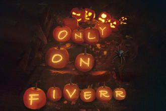 mock your text with lighted pumpkin for halloween