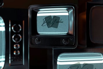 put your logo into lots of vintage tvs