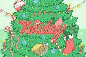 create a holiday party poster illustration
