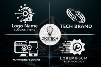 make unique  technology and tech crypto security logo 12 hour
