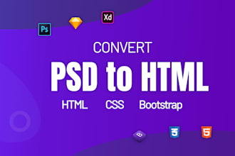 do xd to HTML, PSD to HTML, figma to HTML, responsive bootstrap