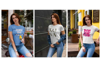 place your design on professional female t shirt mockup