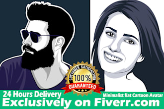 design amazing minimalist flat cartoon avatar in 24 hours