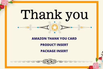design amazon thank you card, product insert, package insert