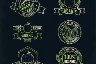 make a vintage organic food labels collection logo for you