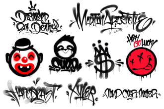 make graffiti tag with spray paint textures for your logo